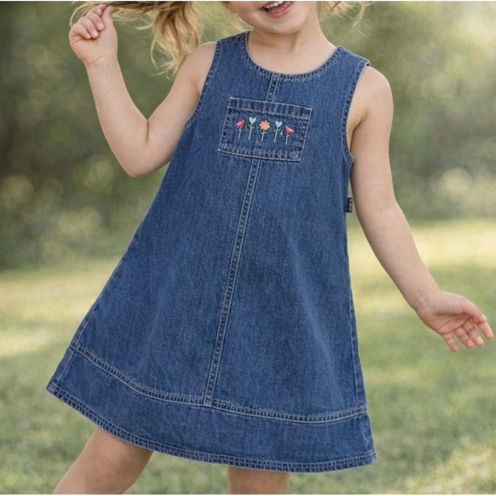 Carter's Denim Jumper Dress Embroidered Jean 6x Sleeveless